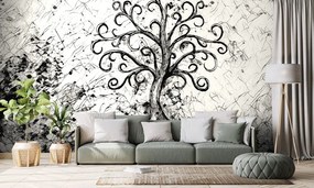 Carta da parati – Simbolo dell'albero della vita in bianco e nero