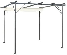 Pergola da Giardino Tetto Retrattile Bianco Crema 3x3 m Acciaio