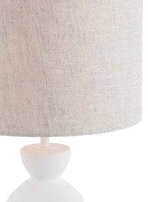 Lampada da tavolo di design in tessuto bianco paralume grigio chiaro 25 cm - Alisia