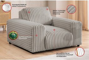 Poltrona grigio chiaro con rivestimento in velluto a coste Justin – Ropez