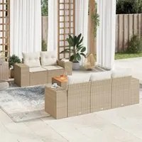 Set Divano da Giardino 6 pz con Cuscini Beige in Polyrattan 3225330