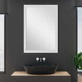 Specchio con cornice bianca a mosaico 67x87 cm reversibile