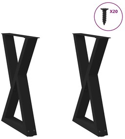 Gambe Per Tavolo Da Pranzo 2 Pz Nero 60x(72-73,3) Cm İn Acciaio /
