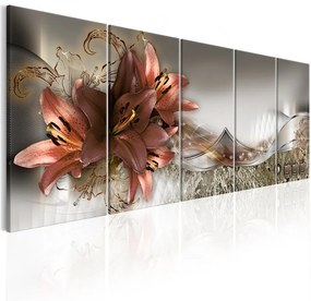 Quadro Lilies and Abstraction  Colore Beige, Dimensioni e Misure 200x80