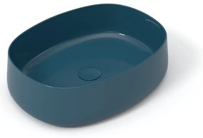 Lavabo da appoggio Wave OLYMPIA CERAMICA ovale in ceramica L 50 x H 14 x P 40 cm blu piletta non inclusa