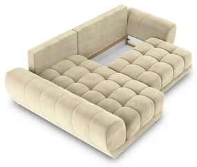 Divano letto angolare beige con rivestimento in velluto, angolo sinistro Nuage - Windsor &amp; Co Sofas