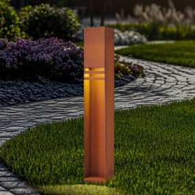 Lucande lampione a LED Oxido, color ruggine, acciaio corten