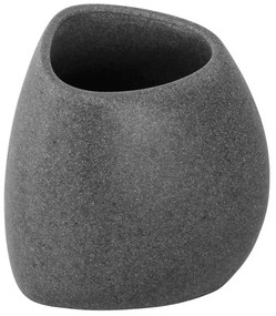 Portaspazzolino Da Appoggio In Poliresina Grigio Effetto Pietra Stone