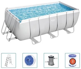 Set Piscina Power Steel Rettangolare 412x201x122 cm Bestway
