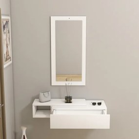 Mensola + specchio a parete VIEN bianco