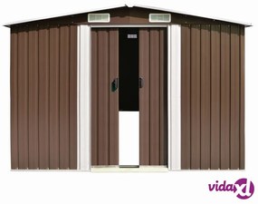 vidaXL Casetta da Giardino 257x489x181 cm in Metallo Marrone