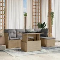 Set Divano da Giardino 6 pz con Cuscini Beige in Polyrattan 3266549