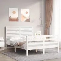 Giroletto con Testiera Bianco 120x200 cm in Legno Massello 3195022