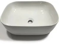 Lavabo da appoggio ceramica bianco rettangolare lavandino lavello arredo 45,5x32,5x13,5 cm *** finitura- lucido, conf...