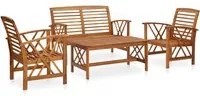 Set Divani da Giardino 4 pz in Legno Massello di Acacia cod mxl 35850