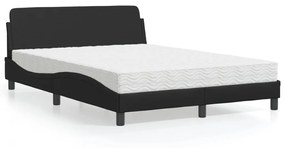 Letto Con Materasso Nero 140x200 Cm İn Similpelle /