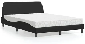 Letto Con Materasso Nero 140x200 Cm İn Similpelle /