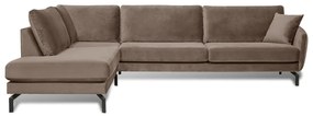 Divano angolare in velluto marrone-beige (angolo sinistro) Magic - Scandic