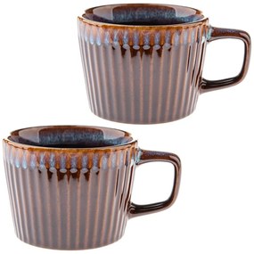 Tazze in set per cappuccino blu/marroni in gres 2 pz 190 ml Tone – Dakls