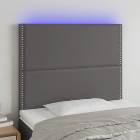 Testiera A Led Grigio 100x5x118/128cm İn Similpelle /