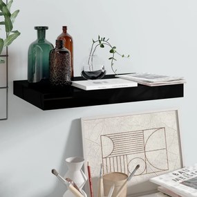 Scaffale A Parete Nero Lucido 40x23x3,8 Cm İn Mdf /