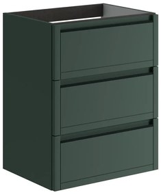 Mobile da bagno sospeso sotto lavabo L 59.5 x H 78 x P 45.5 cm verde opaco, 3 cassetti TRATTO
