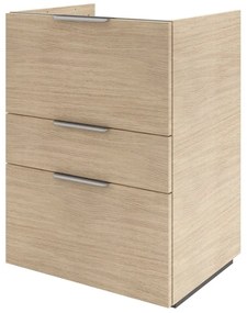 Mobile da bagno sotto lavabo Neo quercia naturale lucido L 60 x H 84 x P 48 cm 3 cassetti, lavabo non incluso