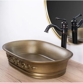 REA-U3305 -  Lavabo da appoggio WILMA RUSTIC 38x55 cm ceramica/rame