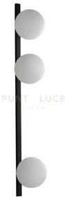 Applique a parete enoire nera e opale 3 luci attacco e14 14x14x90cm...
