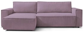 Divano letto a coste rosa ad angolo variabile Nihad - Bobochic Paris