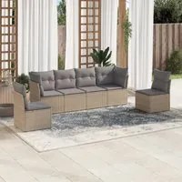 Set Divano da Giardino 6 pz con Cuscini Beige in Polyrattan 3249208