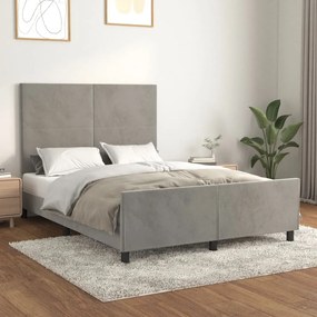 Giroletto Senza Materasso Grigio Chiaro 140x200 Cm Velluto /