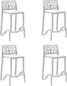 Sgabello bar alto H. seduta 65 cm con schienale TETI Bianco set 4 pezzi