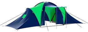 Tenda da campeggio in poliestere per 9 persone blu e verde