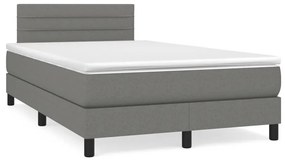 Letto a Molle Materasso e LED Grigio Scuro 120x190cm in Tessuto