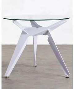 Tavolo da Pranzo Rotondo in Cristallo e Metallo (Ø90 cm) Semfy - The Masie