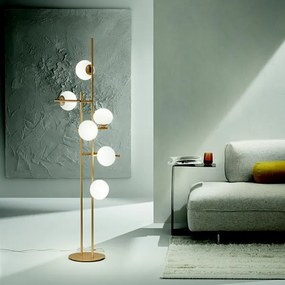 Piantana JEWEL in metallo Oro e diffusore in vetro Bianco H166 cm