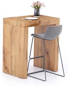 Tavolo Alto Evolution 90x60, Rovere Rustico con Due Gambe