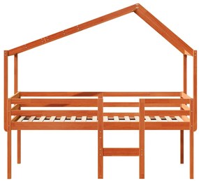 Letto a soppalco con tetto cera 75x190cm legno massello di pino