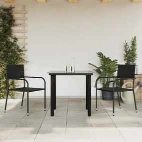 Set da Pranzo da Giardino 3 pz in Polyrattan e Acciaio