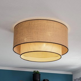 Plafoniera soffitto Big Boho Duolla, dimmerabile, Legno chiaro, Soggiorno / Sala da pranzo, Tessuto / Stoffa / Seta, Campagna / Rustiche, Plafoniera
