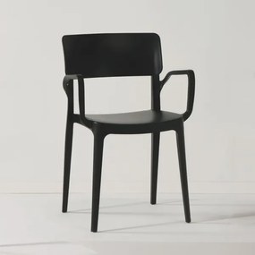 Sedia da giardino impilabile con braccioli - PAOLA Nero 1 pezzo