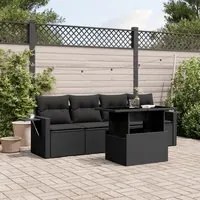 Set Divani da Giardino 5 pz con Cuscini in Polyrattan Nero 3267725