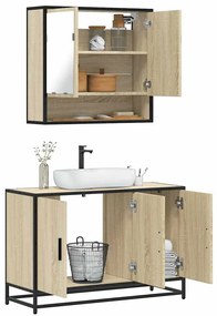 Set Mobili Da Bagno 2 Pz Rovere Sonoma İn Legno Multistrato /