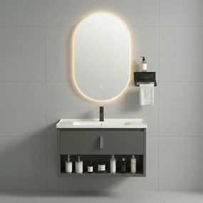 Set di mobili da bagno con lavabo River 60cm Grey