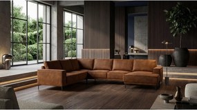 Divano angolare in similpelle marrone cognac (angolo destro/sagomato) Copenhagen - Scandic