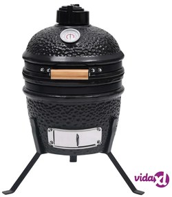 vidaXL Barbecue Affumicatore 2 in 1 Kamado in Ceramica 56 cm Nero