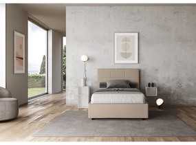 Letto contenitore imbottito 140x210 similpelle tortora Mika