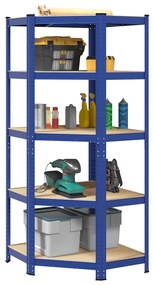 Mensola Angolare 5 Strati Blu İn Acciaio E Legno Multistrato /