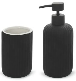 Set accessori bagno 2 pezzi in ceramica nero soft touch Spring